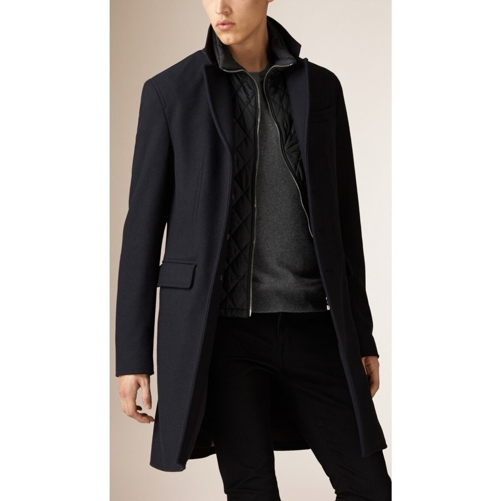 Burberry Men's Black Trench Coat with Quilted Inner Layer